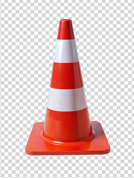 Traffic cone red and white isolated on transparent background