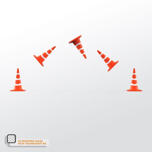 Traffic cone set 3d icons