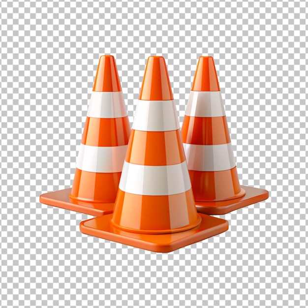 traffic cones isolated on transparent background 3d rendering illustration