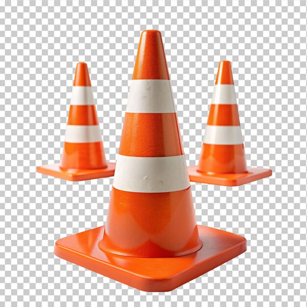 PSD traffic cones isolated on transparent background