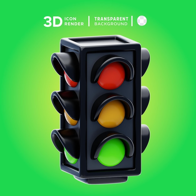 PSD traffic light 3d illustration rendering