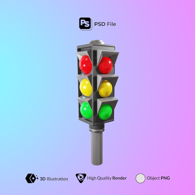 Traffic Light 3D Render Illustration