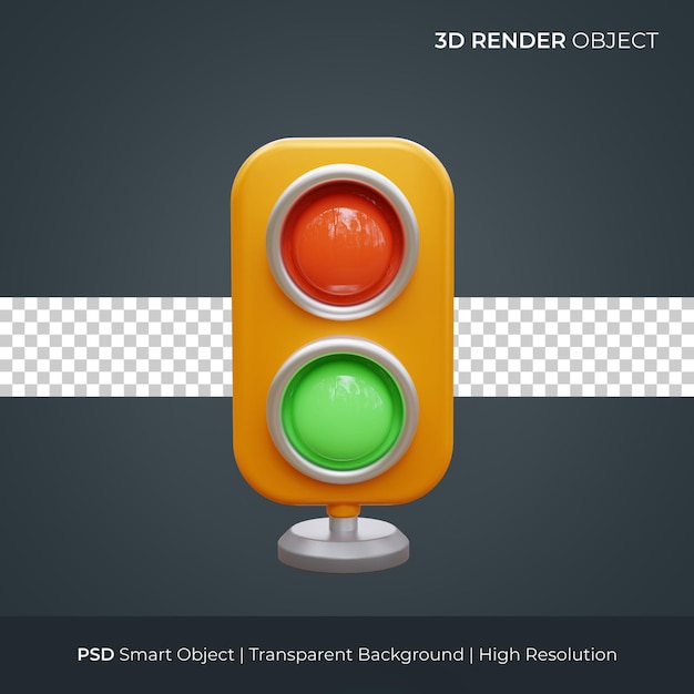 PSD traffic light icon 3d render illustration isolated premium psd