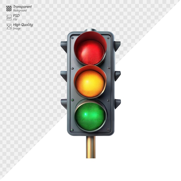 PSD traffic light on transparent background illustrating rules