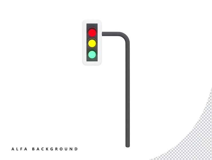 PSD traffic light with 3d vector icon cartoon minimal style