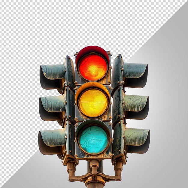 A traffic light with a red light on it