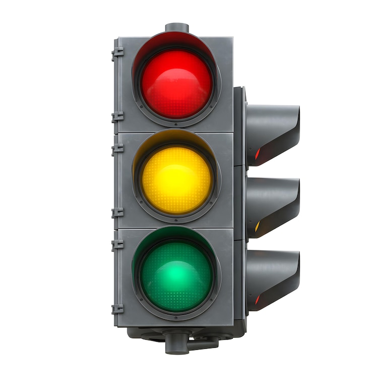 PSD traffic light with red yellow and green signals transparant background