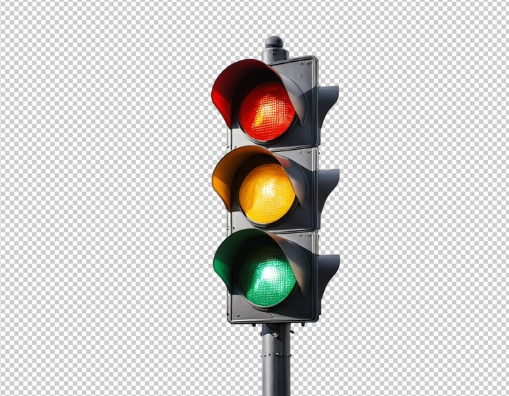 PSD a traffic light with a yellow light on it