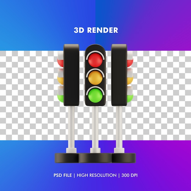 PSD traffic lights render illustration isolated