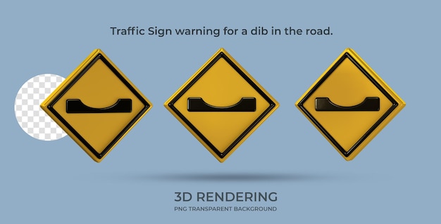 PSD Дорожный знак на дороге 3d рендеринг прозрачный фон