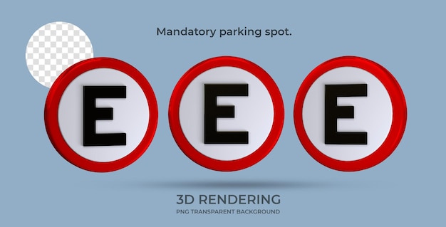 PSD traffic sign mandatory parking spot 3d rendering transparent background