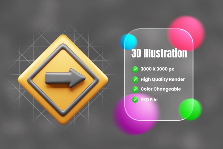 PSD traffic sign and symbol 3d icon or road sign 3d icon