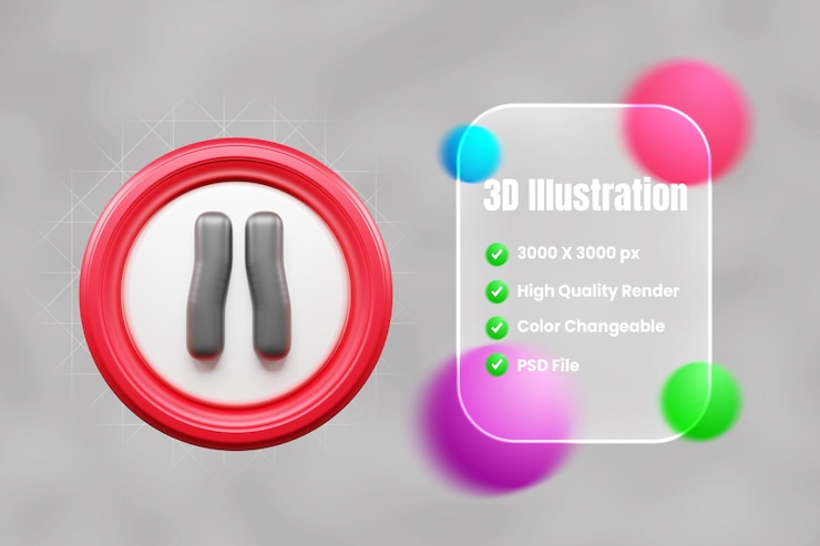 PSD traffic sign and symbol 3d icon or road sign 3d icon