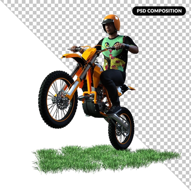 PSD Изолированный 3d-рендеринг trail motorbike