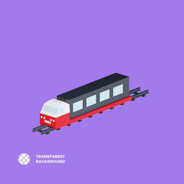PSD 列車 3d 渲染圖標的插圖