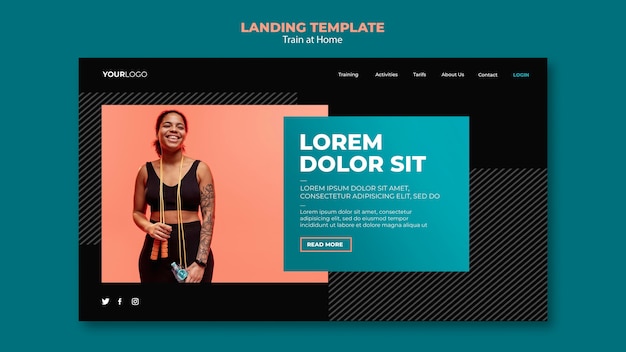 PSD train at home concept landing page template