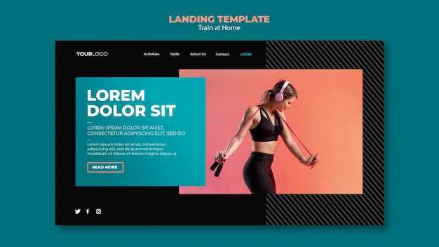 PSD train at home concept landing page template