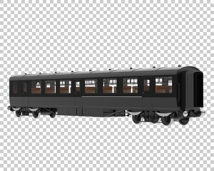 PSD 列車車輛在透明背景上的 3d 渲染插圖