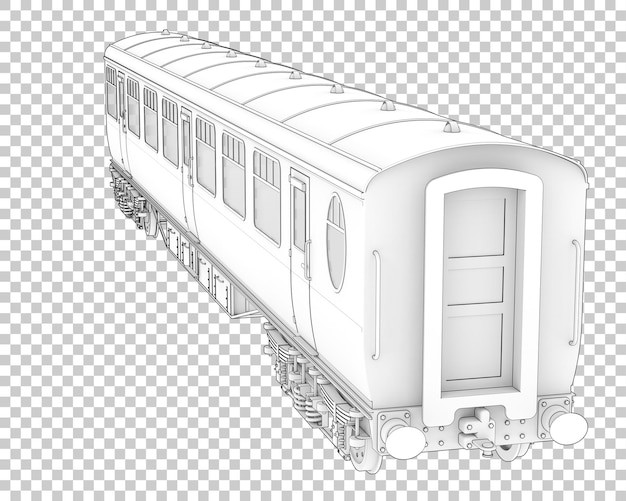 PSD train wagon on transparent background 3d rendering illustration