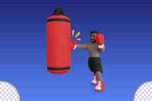 PSD training boxing athlete 3d illustration