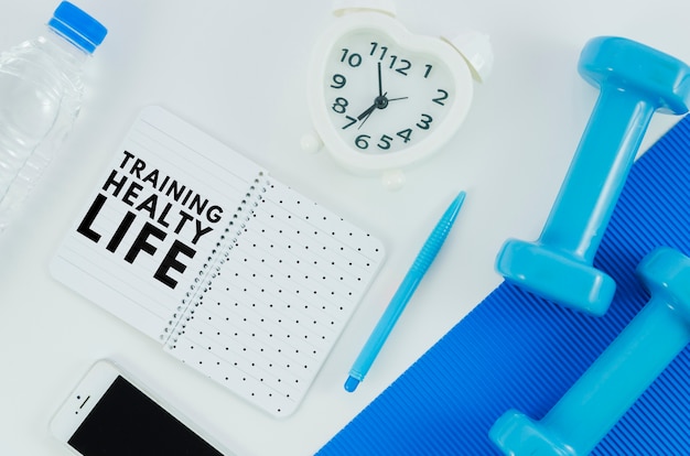 Training equipment at gym mock-up