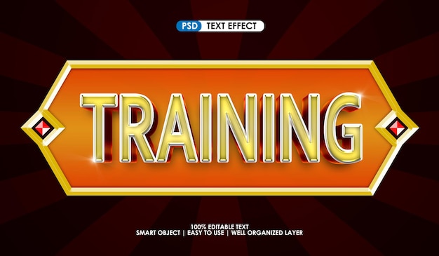 PSD training game title button premium text style effect