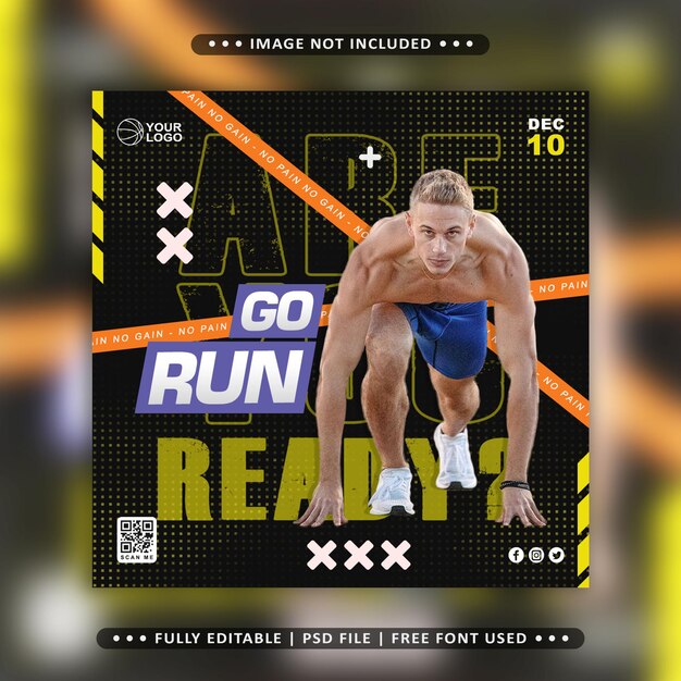 Training runner sport flyer social media post banner template background