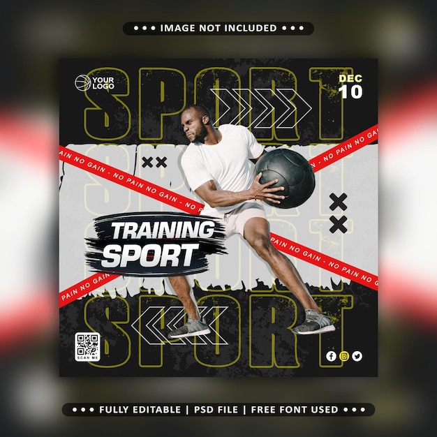 PSD training sport flyer social media post banner template