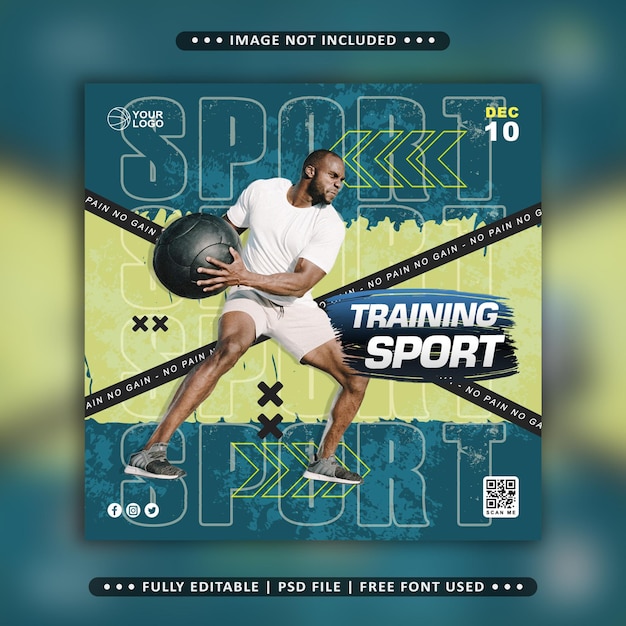 Training sport flyer social media post banner template