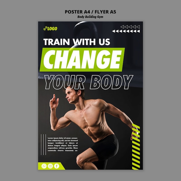 PSD trainingsposter voor bodybuilding