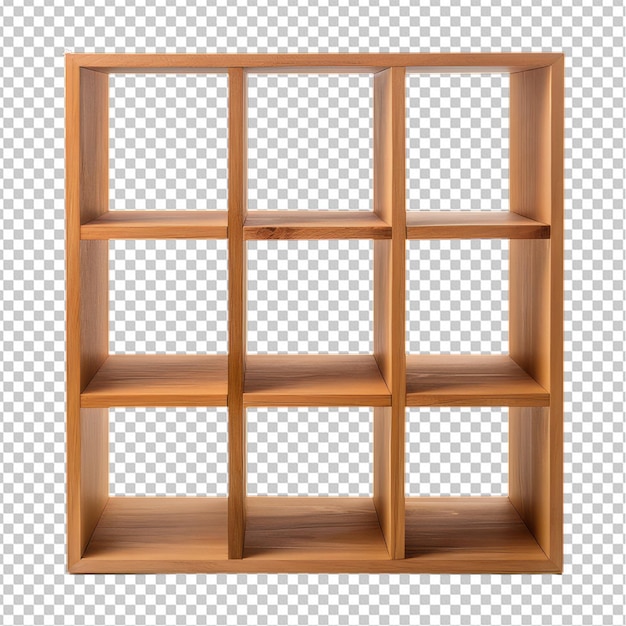 Träkubhylla isolerad på transparent bakgrund PNG