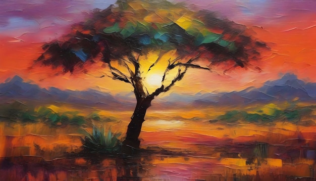 PSD a tranquil african landscape abstract art