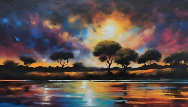 PSD a tranquil african landscape abstract art