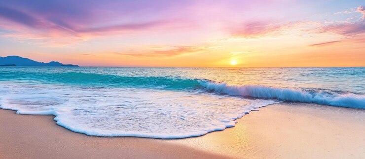 PSD tranquil sunset over a pristine beach