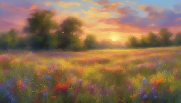 PSD a tranquil wildflower meadow landscape abstract art