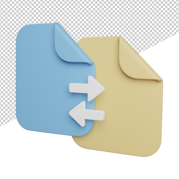 PSD transfer file document side view 3d icon rendering illustration on transparent background