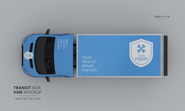 Top View에서 Transit Box Van Mockup