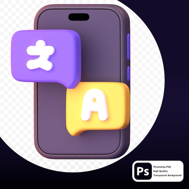 translate in 3d render for graphic asset web or presentation