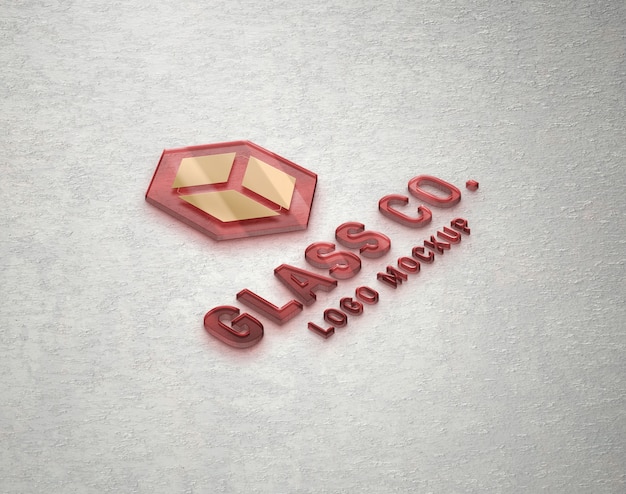 PSD translucent 3d logo mock-up