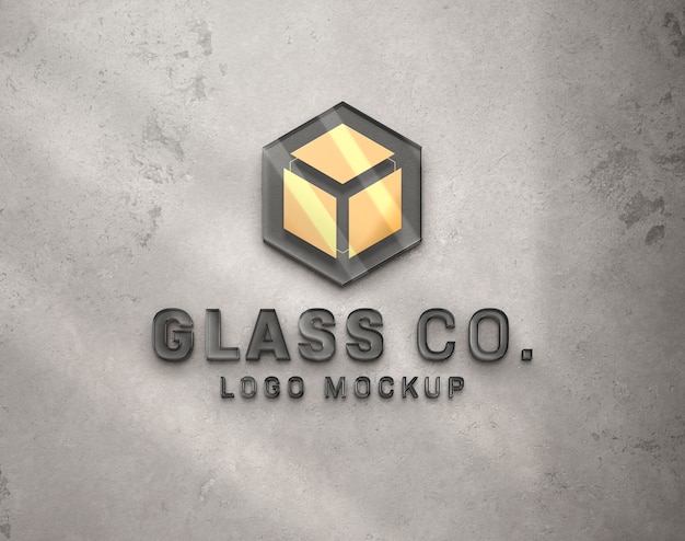 PSD translucent 3d logo mock-up