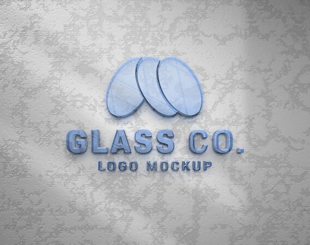 PSD translucent 3d logo mock-up