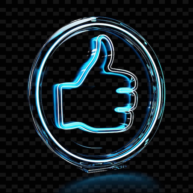 PSD translucent frosted glowing metal thumb up icon with minimal outline y2k shape trending decorative