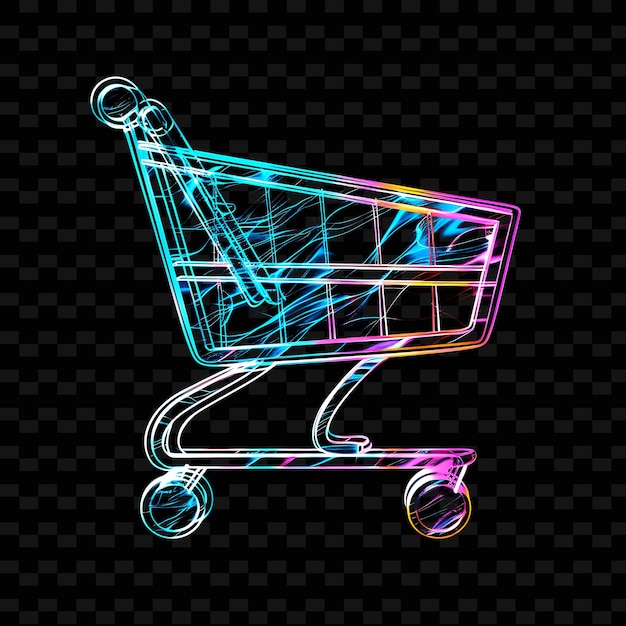 PSD translucent glossy glowing marble shopping cart icon with ou outline y2k shape trending decorative