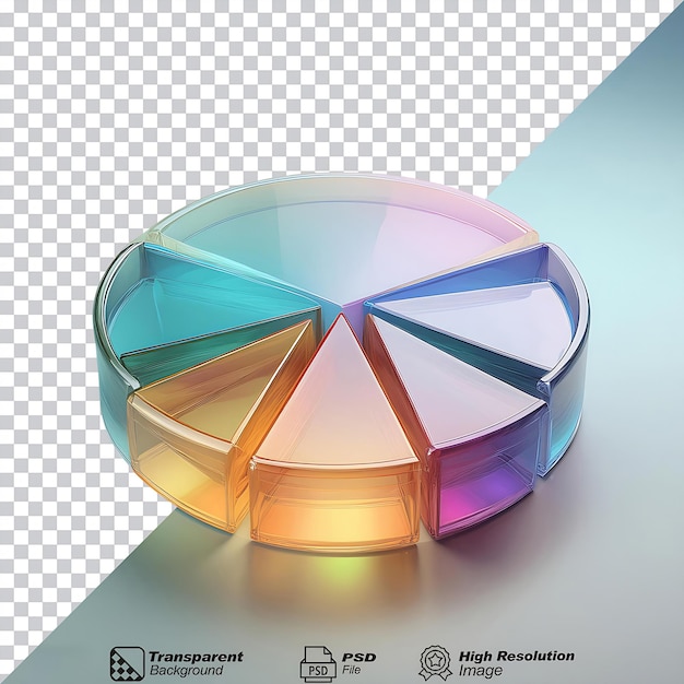 translucent multicolored pie chart segment isolated on transparent background
