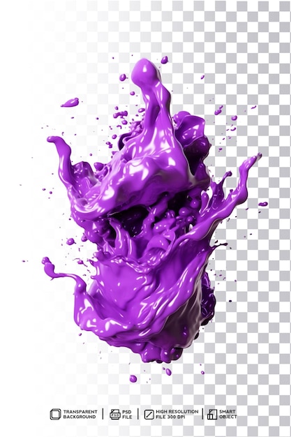 PSD translucent purple paint splash in photoshop without background