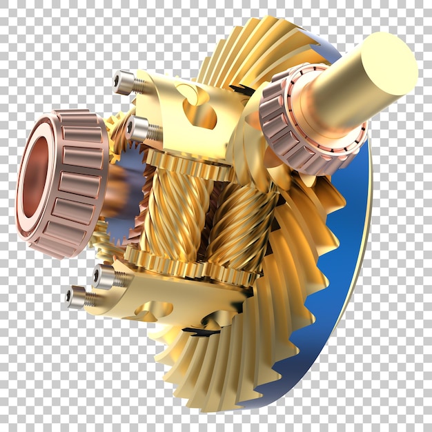 Transmissie tandwielen op transparante achtergrond 3d rendering illustratie