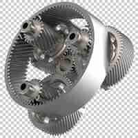 PSD transmission cog wheels isolated on transparent background 3d rendering illustration