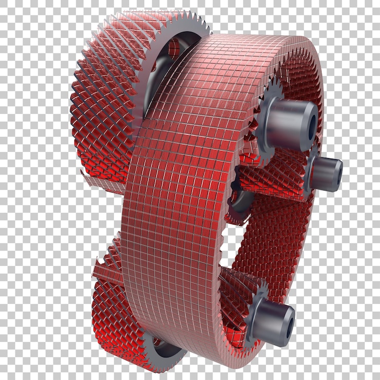 PSD transmission cog wheels on transparent background 3d rendering illustration