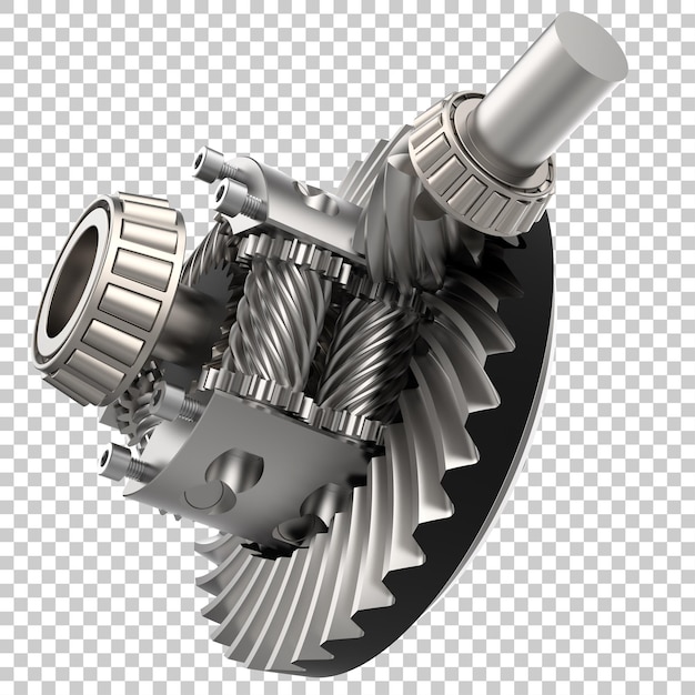 Transmission cog wheels on transparent background 3d rendering illustration