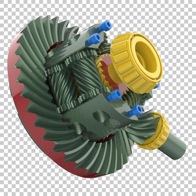 PSD transmission cog wheels on transparent background 3d rendering illustration